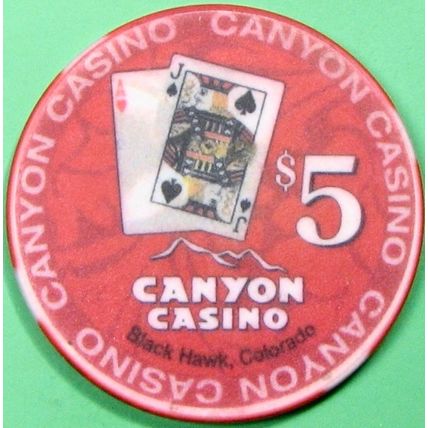 Canyon. $5 Casino Chip. Black Hawk, Co. Z64.