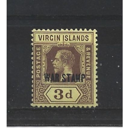 BritishVirginIslands.SG79 3d Purple/Yellow.War Tax Stamp.Colour Checked.MM.Dec24