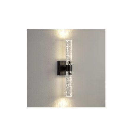 Modern 2-Light Black Dimmable Wall Sconce with Bubble Glass Shade 4000K LED Bath