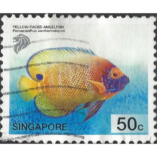SINGAPORE, FISH, Yellow-faced Angelfish, blue 2001, 50c, #3