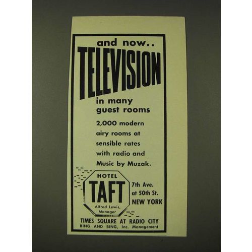 1948 Hotel Taft Ad - and nowÉ Television in many guest rooms