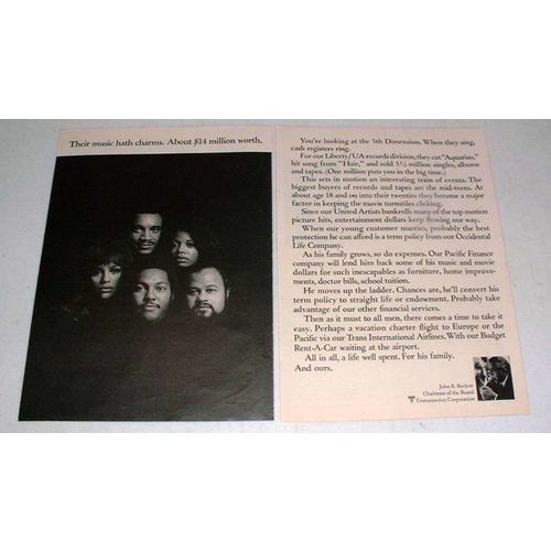 1969 Transamerica Corporation Ad w/ The 5th Dimension