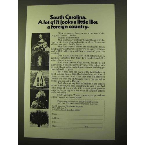 1970 South Carolina Tourism Ad - Like a Foreign Country