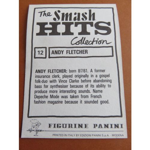 Smash Hits 1984 Panini Sticker No 12 Andy Fletcher