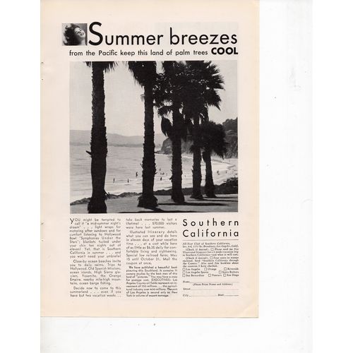 Southern California vintage magazine Print Ad April 1930