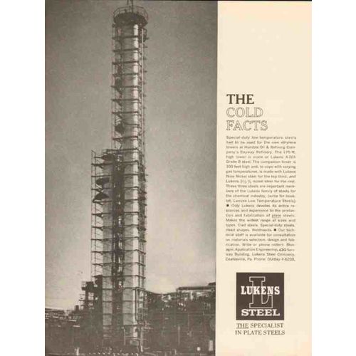 LUKENS STEEL COMPANY 1962 Cold Facts Humble Oil Refining vintage ad