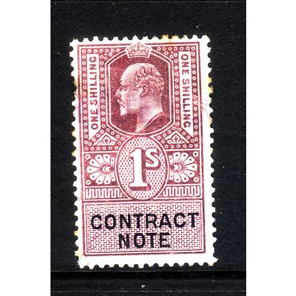 GREAT BRITAIN EDWARD VII CONTRACT NOTE 1s PURPLE FINE USED