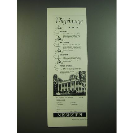 1956 Mississippi Tourism Ad - Pilgrimage Time