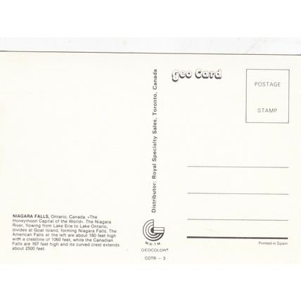 Niagara Falls Canada Postcard unused VGC
