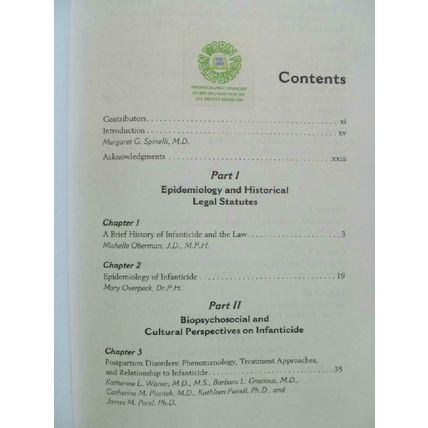 INFANTICIDE PSYCHOSOCIAL AND LEGAL PERSPECTIVES ON MOTHERS WHO KILL M SPINELLI