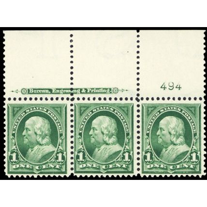 279, Mint NH PL# Strip of Three Stamps CV $85+ *- Stuart Katz