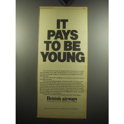 1975 British Airways Ad - It pays to be Young