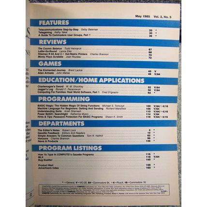 Compute!’s Gazette magazine for Commodore Computers - May 1985