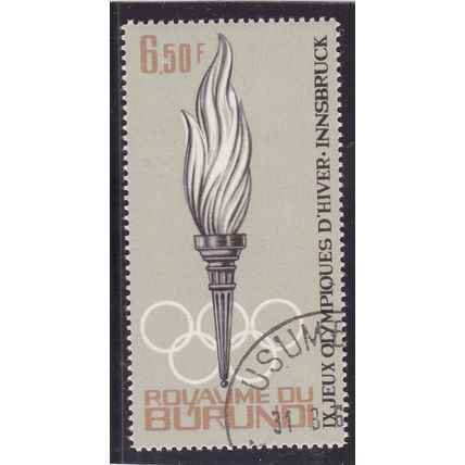 Burundi 1964 Winter Olympics Flame 6.50f SG 74 VGC Usumbara cancel