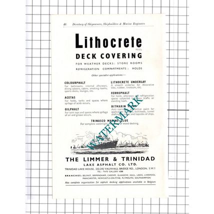 Buckley & Taylor Ltd Oldham / Limmer & Trinidad Lake Asphalt Co ADVERT - c.1957