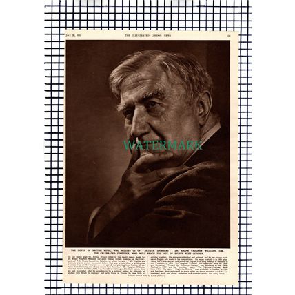 Dr Ralph Vaughan Williams Composer - 1952 Article