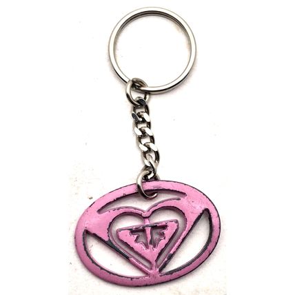 Pink Metal Heart Keychain Charm Fob Purse Bag Luggage (E8)