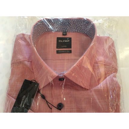 Olymp Luxor Men's S/S Shirt Business / Formal Shirt Pink 38 cm (S) 15"