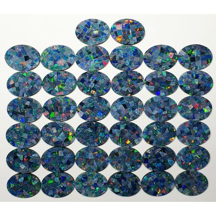 52237 - Lot of 38 Pieces Australian Mosaic Opal Doublet 16x12 mm Oval 2 mm Thick