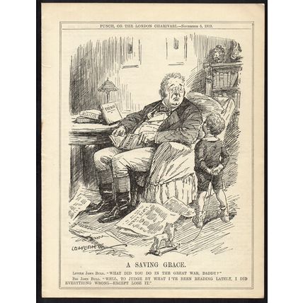 A SAVING GRACE 1919 Leonard Raven-Hill PUNCH CARTOON PAGE