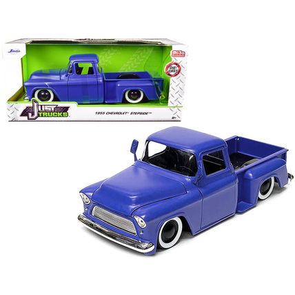 1955 Chevrolet Stepside Pickup Truck Matt Blue "Just Trucks" Series 1/24 Diec...