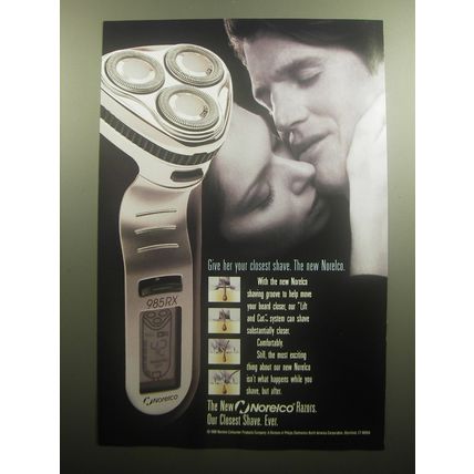 1993 Norelco 985RX Razor Ad - Give her your closest shave.