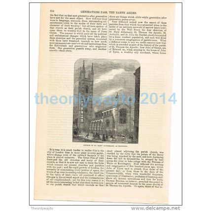CHURCH OF ST MARY ALDERMARY, LONDON, BOOK ILLUSTRATION/PRINT, 1877
