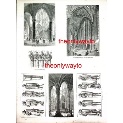 Temple Church, London (6 images), Book Illustration (Print), c 1856
