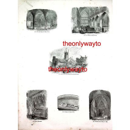 St Mary's Overies Church, London (6 images), Book Illustration (Print), c 1856