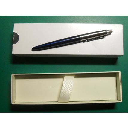 Parker Royal Blue chrome Ballpoint Pen Jotter? Jot box and partly used cartridge