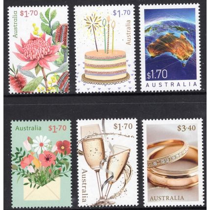 AUSTRALIA: 2025 CHERISHED CELEBRATIONS, SET 6 MINT NEVER HINGED SHEET STAMPS. +