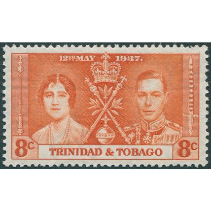 Trinidad & Tobago 1937 8c. orange Coronation SG245 unused