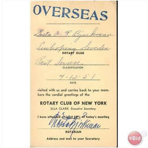 USA Airmail 1953 - Airmail to Sweden - Rotary Club NY