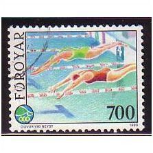 1989 Faroe Is. Sc# 196 used - Sports - swimming 700 ore