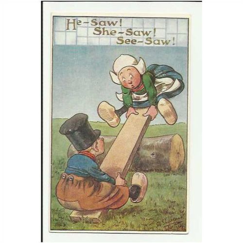 TUCK OILETTE Postcard 9841 "Little Hollanders" - He-Saw She-Saw See-Saw