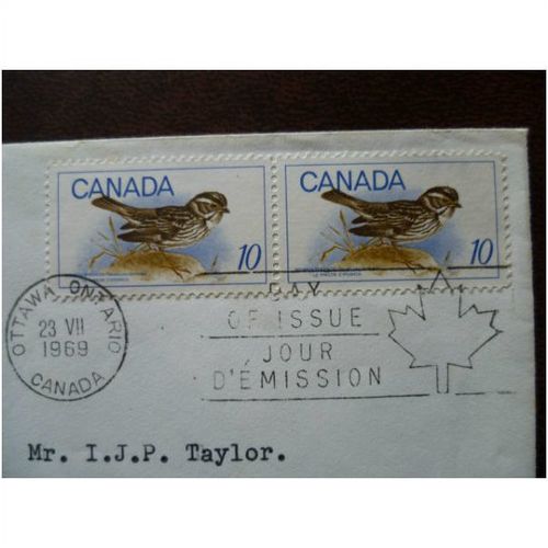 Canada 1969 Birds 10c Savannah Ipswich Sparrow stamps FDI Rose Craft FDC SG639