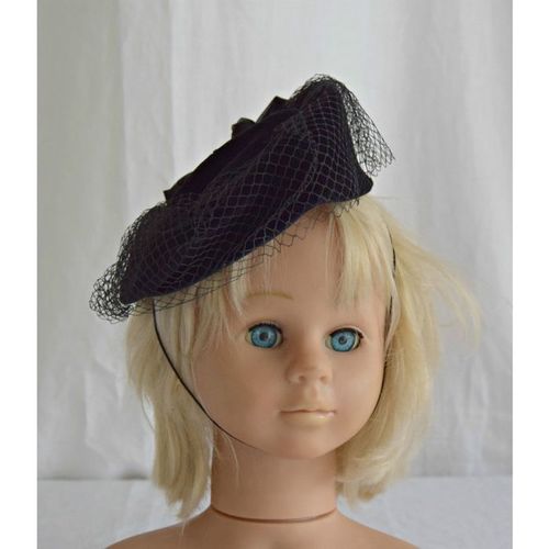Womens Vintage 1940 Black Pill Box Hat