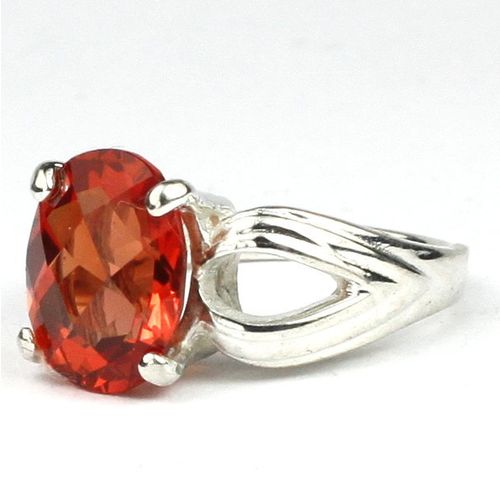 Created Padparadscha Sapphire, 925 Sterling Silver Ladies Ring, SR361