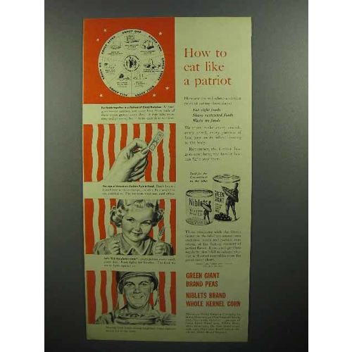 1944 Green Giant Peas & Corn Ad - Eat Like a Patriot