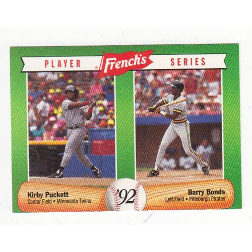 1992 French’s Kirby Puckett / Barry Bonds baseball card #7