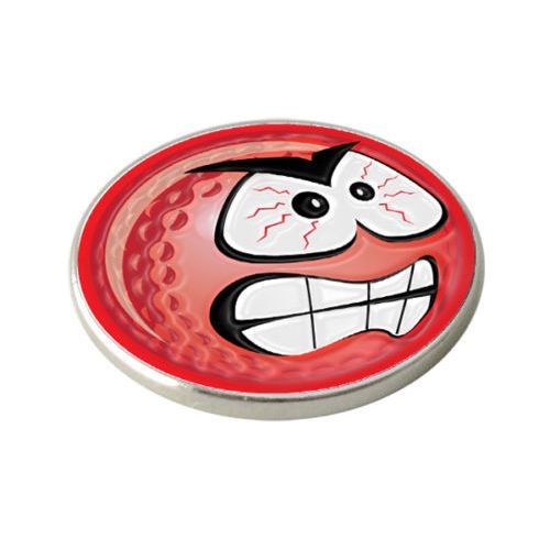 Asbri Pink Smiley Angry Golf Ball Marker.