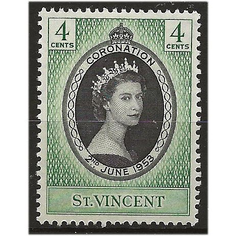 St Vincent 1953 SG188 4c Black & Green Coronation Unmounted Mint .. .