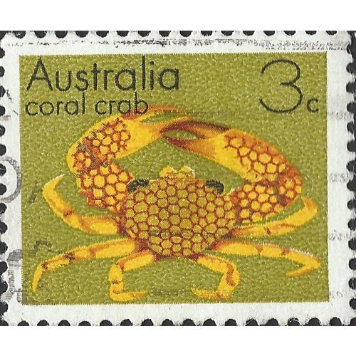 AUSTRALIA, CRUSTACEAN, Coral Crab, yellow-green 1973, 3c, #2