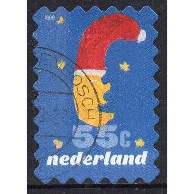 Netherlands 1999 Christmas - Moon Wearing a Santa Hat 55c Used