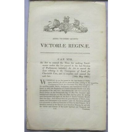 1862 Act of Parliament: land Charitable uses