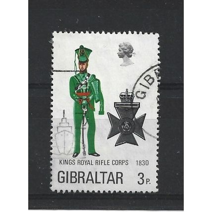 Gibraltar.SG301 3p King's Royal Rifle Corps,1830.Fine Used.Nov23