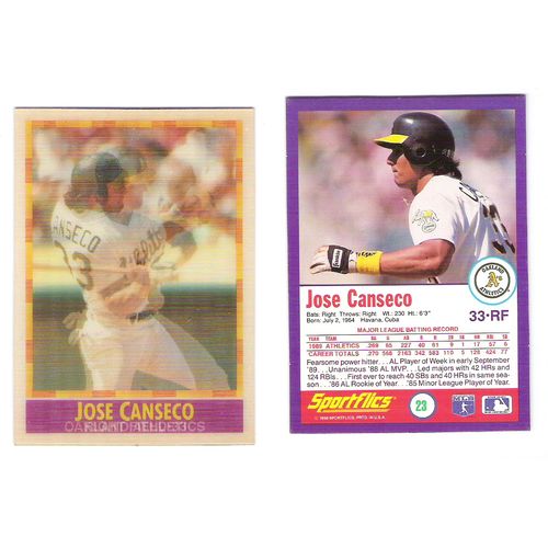 1990 Sportflics baseball card #23- Jose Canseco – Oakland A’s