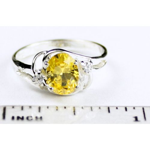 Golden Yellow CZ, 925 Sterling Silver Ring, SR176