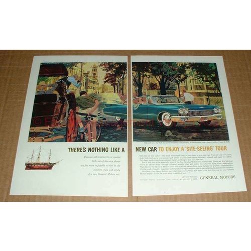 1960 GM 2-pg Ad w/ Cadillac Coupe de Ville Car - NICE!