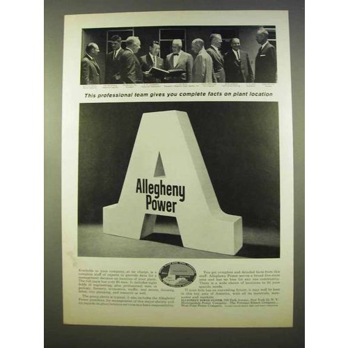1963 Allegheny Power Ad - Facts on Plant Location